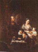 The Artist s family before the portrait of Johann Georg Sulzer, Anton  Graff